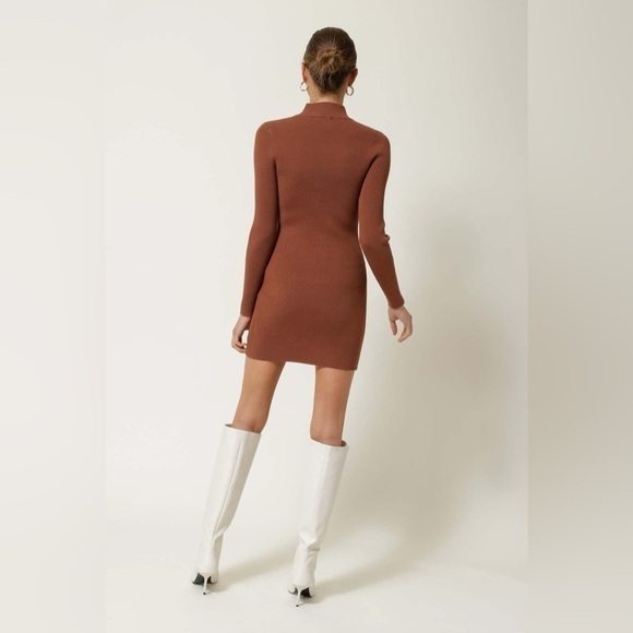 NEW w/Tags Line & Dot Reiss Ribbed Knit mini dress long sleeves, mock neck Small - Picture 7 of 11